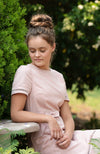 A-Line Linen Dress with Sleeves and Pockets | Blush Pink | Fun and Feminine Women's Fashion Online Australia