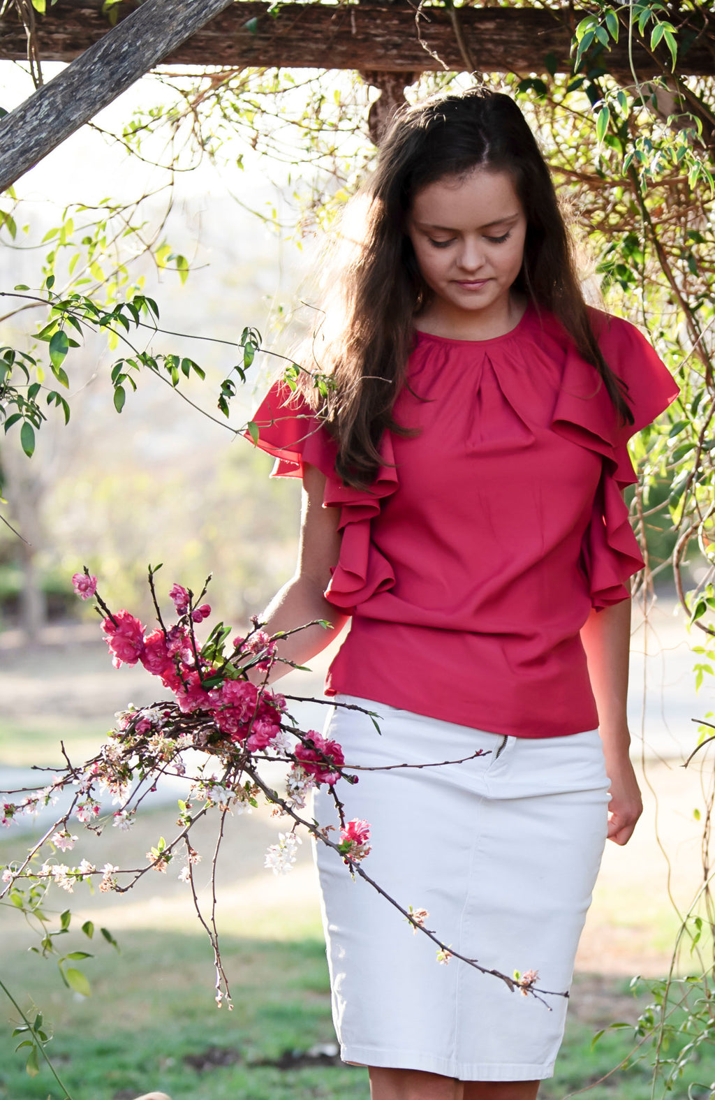 Frilled Sleeve Top | Pink | Bamboo | Fun and Feminine Women's Fashion Online Australia
