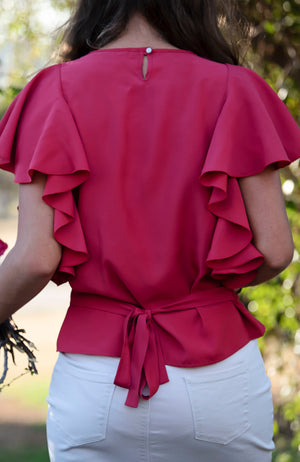 Frilled Sleeve Top | Pink | Bamboo | Fun and Feminine Women's Fashion Online Australia