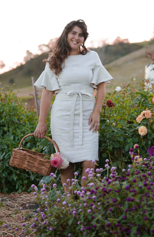Cousin Billie | Adelina Frilled Linen Dress - Oatmeal | Fun and Feminine | Australian Made Women's Fashion