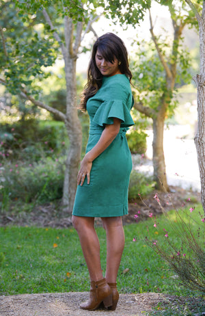 Cousin Billie | Adelina Frilled Linen Dress - Shamrock | Fun and Feminine | Australian Made Women's Fashion