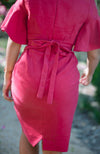 Cousin Billie | Adelina Frilled Linen Dress - Pomegranate | Fun and Feminine | Australian Made Women's Fashion