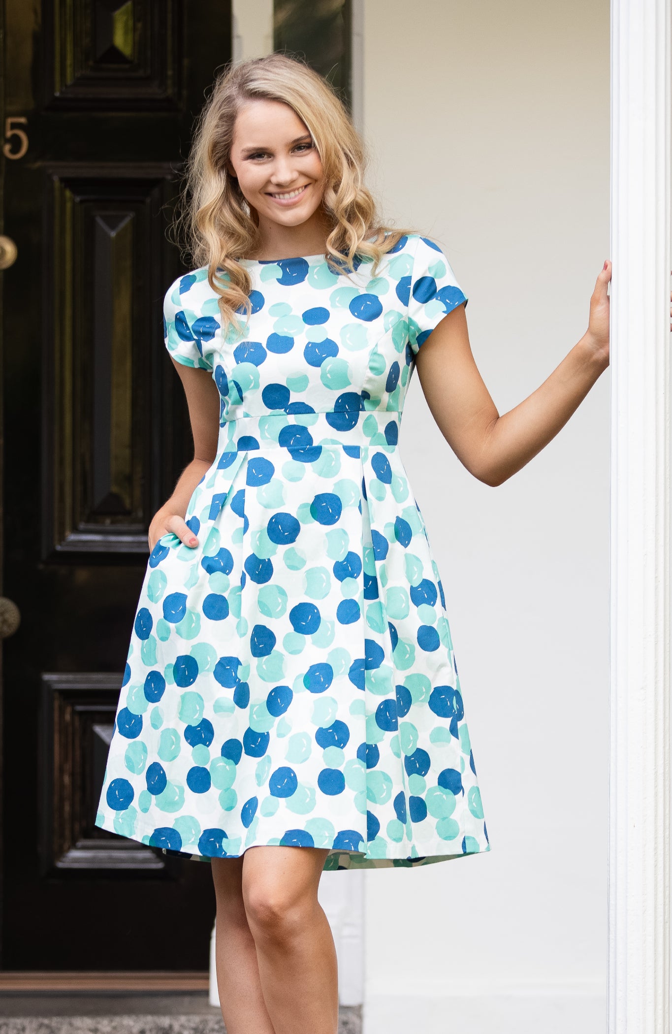 Elegant Fit and Flare Dress | Blue + Green Spot Elegant Fit and Flare Dress | Blue + Green Spot