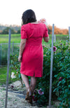 Cousin Billie | Jaynie Pleated Linen Dress - Pomegranate | Fun and Feminine | Australian Made Women's Fashion