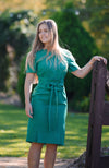 Cousin Billie | Jaynie Pleated Linen Dress - Shamrock | Fun and Feminine | Australian Made Women's Fashion