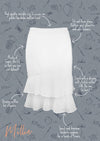 White Eyelet Cotton Broderie Anglaise Stretch Cotton Pencil Skirt Feminine Graceful Dainty Elegant