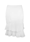 White Eyelet Cotton Broderie Anglaise Stretch Cotton Pencil Skirt Feminine Graceful Dainty Elegant